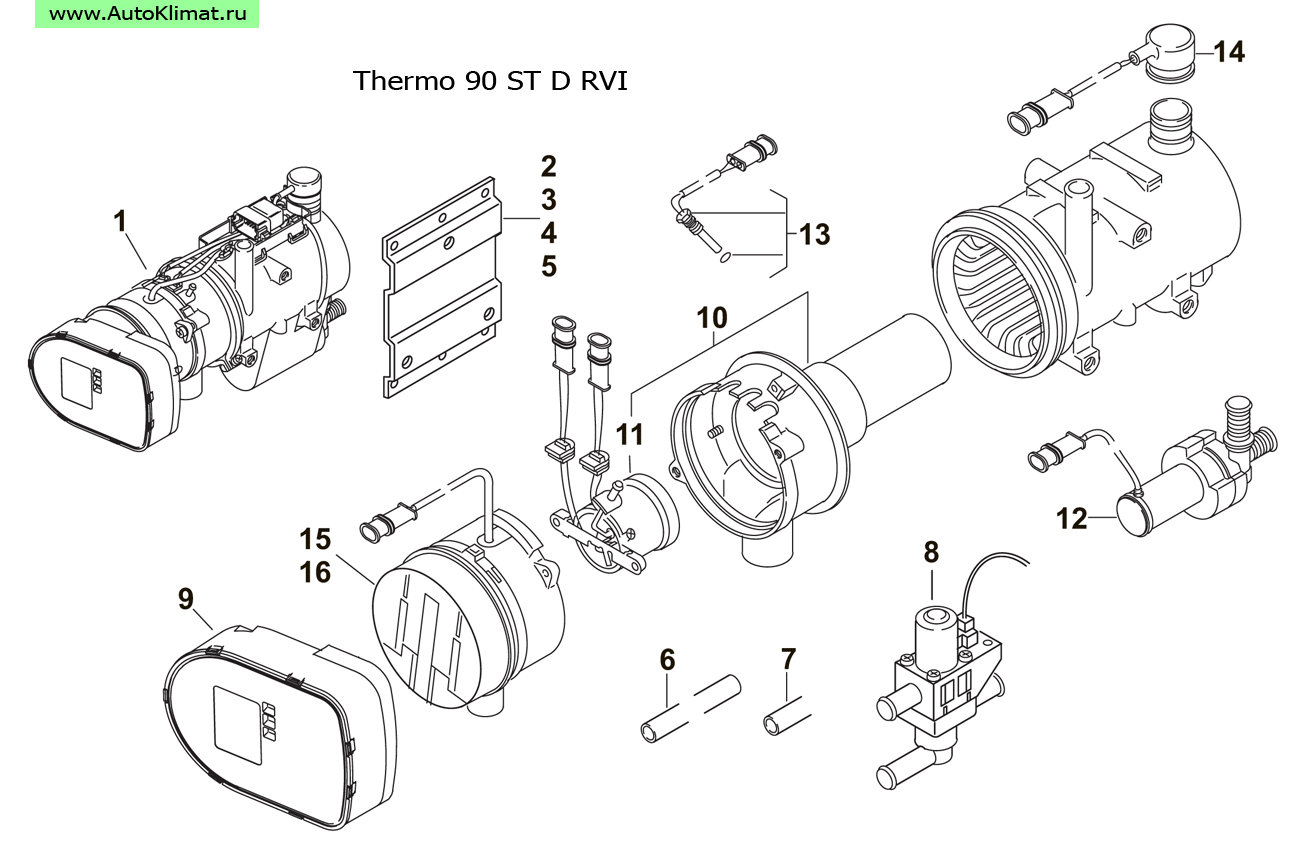 9010168A Камера сгорания со штифтом и датчиком пламени (только для RVI) - автономный отопитель Вебасто (Webasto) Thermo 90 ST